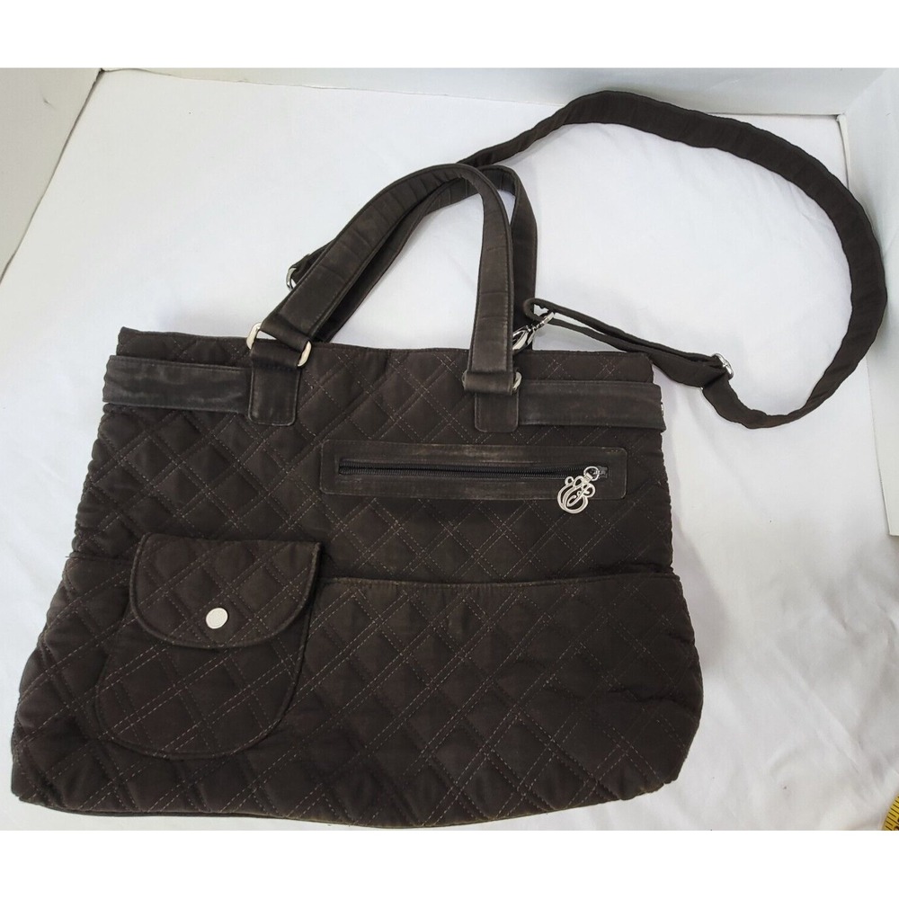 Vera Bradley Espresso Brown Quilted‎ Shoulder Bag Purse Handbag Tote Magnetic